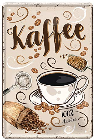 helges-shop Kaffee Blechschild - Retro Deko Kaffee Espresso Schild - Metallschild zur Dekoration von Küche Kaffeeladen American Cafe Diner Bistro - Anleitung Rezept Zubereitung - 20x30cm