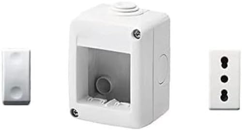 GEWISS - DY01001 Contenitore per apparecchi 27 Combi protetto 2 Posti grigio RAL 7035 IP40 con Nr. 1 Presa Bivalente bianca, Nr. 1 Deviatore bianco