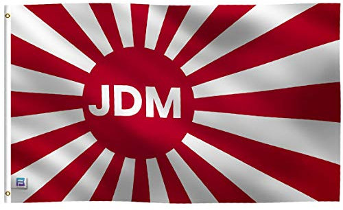 JDM Japanische Flagge mit aufgehender Sonne (weiß): 100 % Polyester, Messing-Ösen und starker Leinen-Kopf, für den Innen- und Außenbereich