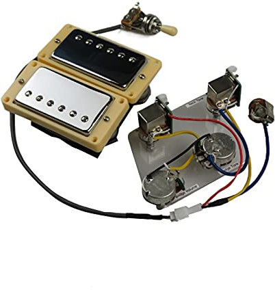 Gitarren-Pickups Humbucker-Pickups Hals- Und Bridge-Pickup 4C-Kabel-Kabelbaum Push-Pull-Soll-Set Für Gibson Epiphone-Gitarre E-Gitarren-Pickups (Color : Silver Yellow Frame)