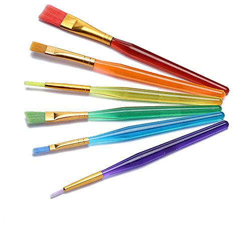 WYAN 6 Bunte Aquarell-Gouache-Pinsel,Nylon-Haar-Malpinsel-Set Künstlerbedarf Kunst und Handwerk