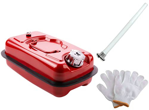 YZSCS Tanque Bidon Gasolina y combustribles Metalico Color Verde, Bidones de Metal/Embudo con Pico para Gasolina y Aceite Diesel, Tambor de Aceite de Repuesto de Emergencia,Rojo,5L