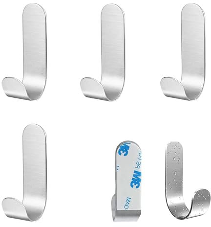 Gancho Adhesivo De Acero Inoxidable Para Pared, 4 Piezas Colgadores De Pared Adhesivos, Colgador Toalla Baño, para Baño, Cocina, Sala de Estar, Plata