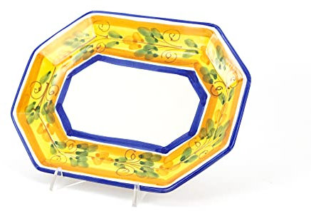 CEAR ceramiche - Vassoio ottagonale per la tavola, centrotavola, svuotatasche, piatto in ceramica siciliana di Caltagirone