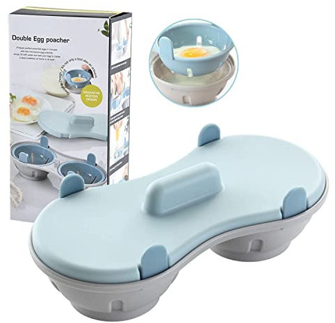 Cocina de huevos de doble taza al vapor para microondas, materiales seguros de grado alimenticio, utilizado en hornos microondas para hacer huevos al vapor perfectos y nutritivos
