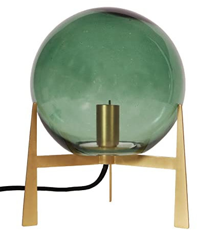 PR Home Milla moderne Glas Tischleuchte grün gold E14 28x22x22cm