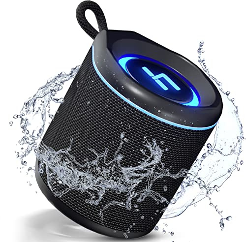 HEYSONG Enceinte Bluetooth Portable et légère, Douche Bluetooth 5.3, Haut-Parleur Etanche IP67, LED Lumière, 360° Stéréo Enceinte sans Fil pour Camping Voiture Voyage Paires