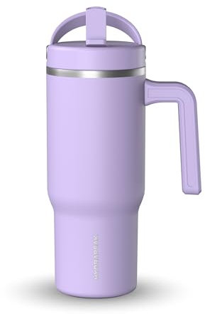 Hydrapeak Kids Voyager 18 oz Tumbler with Handle and Flip-Up Straw Lid | Spill Proof and Leak Resistant | Reusable Stainless Steel Water Bottle | Gift for Kids Boys Girls | Lavender