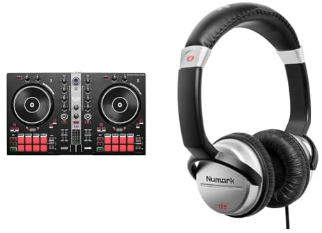 Hercules DJControl Inpulse 300 MK2, Postazione DJ USB, 2 banchi con 16 pad e scheda audio integrata & Numark HF125 - Cuffie Portatili per DJ con Cavo da 1,80 m, Driver da 40 mm