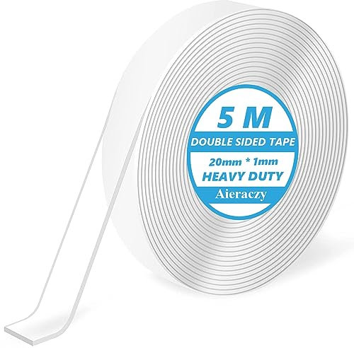 Aieraczy 2cm * 5M Doppelseitiges Klebeband Extra Stark, Spurloses Nano Tape, Double Sided Tape, Waschbares Ablösbar Beidseitiges Klebeband, Transparent Klebeband Doppelseitig Dünn für Teppich