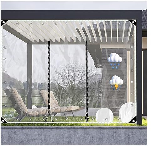QWEASDF Bâche en PVC avec Fermeture À Glissière,Rideau for Pergola, Transparent & Imperméable Bâche Anti-déchirure Panneau Extérieur for Pergola, Terrasse, (with Zipper) (Size : H0.5xW1m/H1.6xW3.2ft)