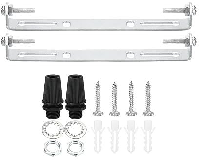 PATIKIL 120mm Support de Fixation Plafonnier, 2 Ensemble Lumière Luminaire Montage Support Plaque Acier Barre Transversale pour suspensions Mur Lumière, avec Vis Rondelle Écrou Trousse