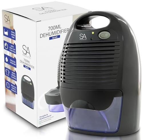 SA Products 700ml Portable Dehumidifier and Air Purifier | Moisture Absorbers for Home, Bedroom, Bathroom (Black)