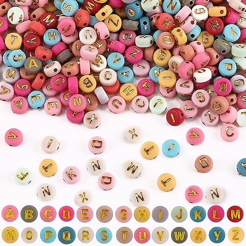 JOLCEEY 1200pcs Colorful Letter Beads - A-Z Acrylic Round Alphabet Beads for Jewelry Making DIY Necklace Bracelet Key Chain