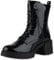 VAN HILL Damen Schnürstiefeletten Blockabsatz Plateau Vorne Trendy Schuhe 213970 Schwarz Lack 42