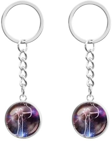 LT Easiyl 2 Stück Sternzeichen Nachtlicht-Schlüsselanhänger Sternbilder Leuchtender Glaskugel Sternbild-Schlüsselanhänger, Schütze