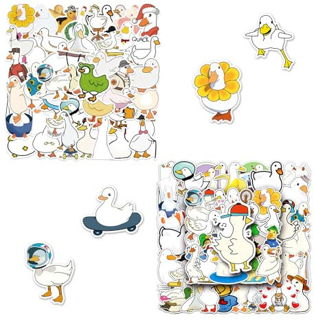 100 Blatt süße Entenaufkleber, aus Papier geschnittene dünne Aufkleber, Gepäckaufkleber, dekorative Aufkleber, wasserfeste Modeaufkleber, Kinderaufkleber, Artikeldekoration für Jungen und Mädchen.