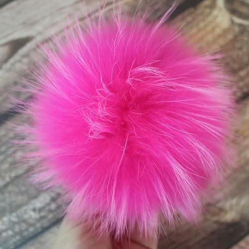 MAIYO 10–15 cm große Fellbommel, Pompons, Hut mit Bommel, handgefertigt, großer Haarball mit Schnalle