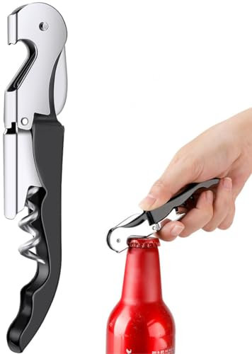KSUKTSW Tire-Bouchon, Ouvre-Bouteille Acier Inoxydable, Couteau de Sommelier, Ouvre-Bouteille de Vin, 3 en 1 Couteau d'hippocampe pour Sommelier, Serveur, pour Maison, L'Hôtel, Restaurant