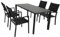 DEGAMO Gartengarnitur Lagos 5-teilig, 4X Gartensessel aus Aluminium anthrazit und gepolstertem Textilgewebe in schwarz + 1x Ausziehtisch Aluminium 120/162x70cm, anthrazit