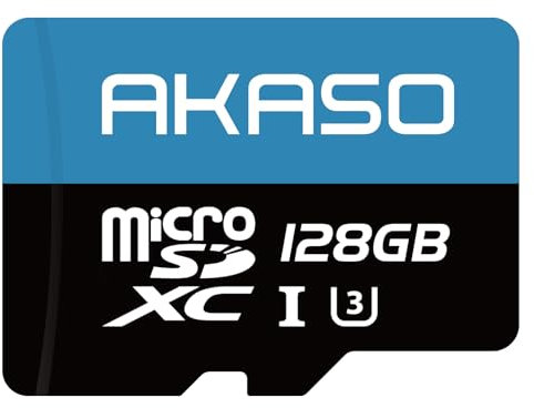 AKASO Scheda di memoria MicroSDXC, U3, 128 GB, compatibile con fotocamera sportiva AKASO