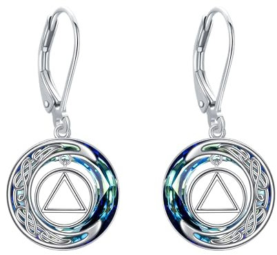 Halbmond Kristall AA Ohrringe 925 Sterling Silber Alkoholiker/Narkotika Anonyme Ohrringe AA/NA Wiederherstellung Symbol Nüchternheit Alkoholiker/Narkotika Anonyme Geschenke für Frauen