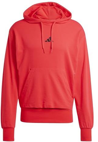 adidas Uomo Essentials FEELCOZY French Terry Hoodie, Pure Ruby/Black, S