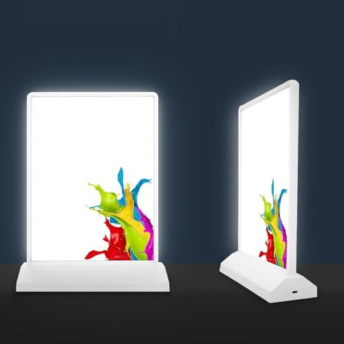 PODEC Support De Panneau en Acrylique avec Caisson Lumineux LED, 9,8 X 11,6 LED Double Face pour Publicité Extérieure, Caisson Lumineux De Projection, pour Exposition De Magasin De Détail
