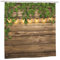 Vintage Wooden Board Door Shower Curtain, Rustic Green Leaves on Farmhouse Country Wood Plank Garden Decoration, Waterproof Quick-Drying Countryside Bath Curtain with Hooks, 180X180cm/ 71X71 in