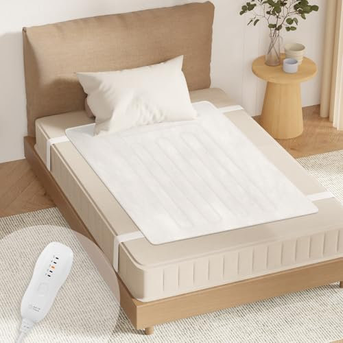 GOTCOZY Heizdecke, Einzelsteuerung, beheizte Matratzenunterdecke mit 5 Heizstufen und 10 Stunden automatischer Abschaltuhr, maschinenwaschbar, Überhitzungsschutz, 135 cm x 65 cm