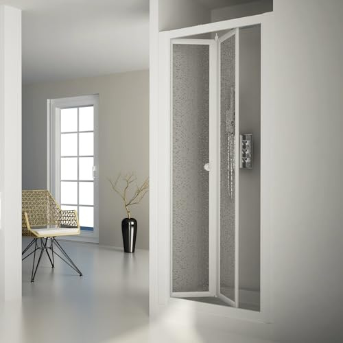 Porta Doccia 1 Anta Scorrevole a Libro in Acrilico H185 cm Bianco 74 cm