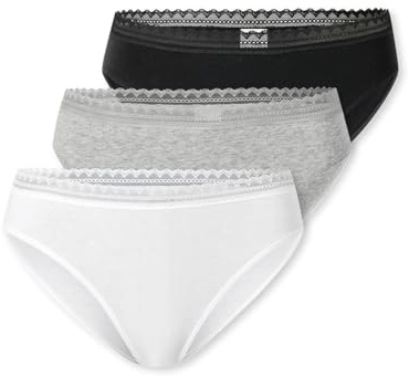 Schiesser Damen Rio Slips Baumwoll-Stretch Spitze | 3er Pack