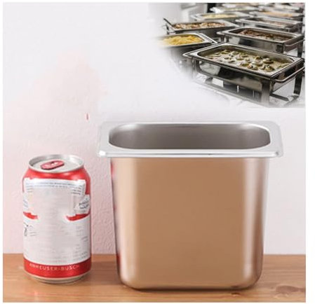 NJDQFA Spülmaschinenfest Tief Gastronormbehälter,Edelstahl Mahlzeit Zutatenbehälters,Stapelbar Gastro Behälter GN,1/9（17.5 * 10.8）,15cm0.8side