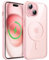 JETech Magnetic Case for iPhone 15 6.1-Inch Compatible with MagSafe, Shockproof Phone Bumper Cover, Solid Color Matte TPU Frame, Anti-Scratch Clear Back (Pink)
