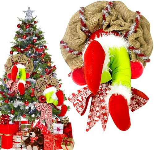 Weihnachtskranzdekorationen,Plüschbeine Weihnachtsdekorationen,Weihnachten Elf Körper Beine für Weihnachtsbaum,Weihnachtsdieb Kranz,Exquisiter Santa Claus Kranz,Weihnachtskranz Weihnachtsdeko