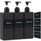 Segus Shampoo and Conditioner Dispenser Set, 3 Pieces 500ml Plastic Bottles with Labels, Black Bathroom Soap Dispenser