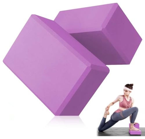 LULUWA Lot de 2 Blocs de Yoga Exercice en EVA avec Haute Densité et Antidérapant pour Améliorer la Force l'équilibre et la Flexibilité Briques de Pilates Légères pour Fitness