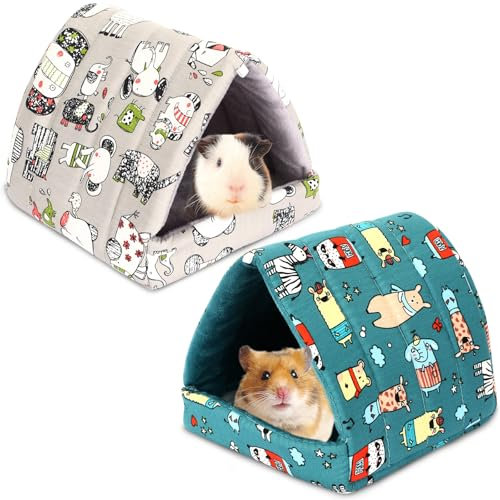 UPINS Meerschweinchenbett, Meerschweinchenversteck für Kleintiere, waschbar, für Zwergkaninchen, Chinchillas, Hamster, Igel, Frettchen, Bartdrachen und Ratten, 2 Stück