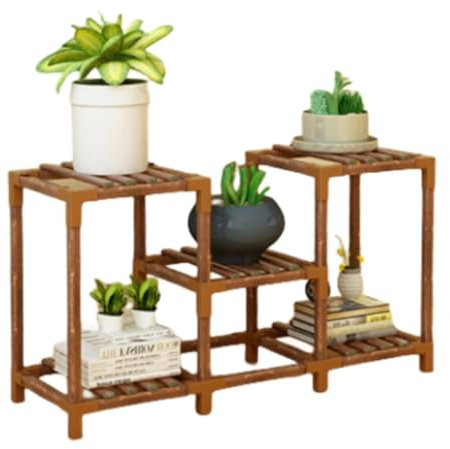Mehrschichtiges Pflanzenregal, Pflanzenständer aus Holz, modernes hohes Eckregal, Halter für mehrere Blumentöpfe, Pflanzgefäßregal für Terrasse/Garten/Balkon/Wohnzimmer, drinnen und draußen (K2)