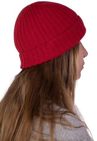 Gemischte Kaschmirmütze Herren Damen Made in Italy Hut Schal Mütze Kaschmir Winter Mütze Unisex Merinowolle Schwarz Grau Weiß Beige Warm Einheitsgröße Pashmina, rot, One size