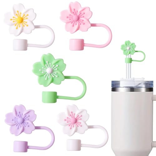 5Pcs Silicone Straw Toppers, 10mm Dust-Proof, Reusable, Compatible with Stanley Cup 30&40 Oz Tumbler, Straw Cover Cap