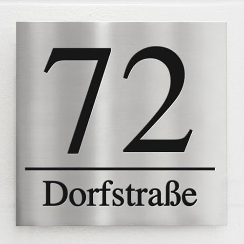 Individuell Hausnummernschild, hochwertiges Edelstahl-Türschild mit Butlerfinish, für Hausnummern und Zuhause-Deko, Geschenk für Familien