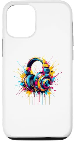 Custodia per iPhone 12/12 Pro Splash Art Cuffie Musica Canto Cantante Canzone