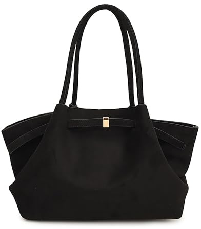 JABALUX Suede Tote Bag, Wildleder Tasche Damen Hobo Handtasche Damen Groß Vintage Schultertasche Slouchy Bag für Arbeit Büro Reisen Einkaufen Schule
