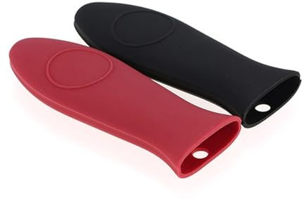 Silicone Hot Handle Holder Set, Heat Resistant Pan Handle Covers for Cast Iron Skillets, Metal Frying Pans & Griddle Pan, Non-Slip Grip Pot Holder, Flexible, and Easy to Clean (Red & Black, 2-pack)