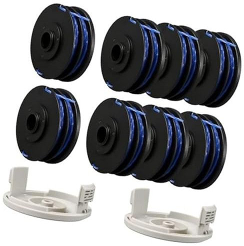 Vuzmode Bobine de fil for coupe-bordures Ryobi, RAC123 5132002671, 1,6 mm x 8,3 m, for Ryobi, RLT4027, RLT4125, RLT5027, RLT6030, RLT5127, RLT6130-5132002670 (8 bobines + 1 couvercle) Bobine de tondeu