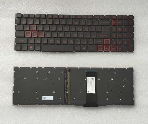 JYJYGDM Pièces d'ordinateur Portable Nouveau hébreu for Acer Nitro 5 AN515-54 AN515-55 AN515-43 AN515-44 AN715-51 AN517-52 rétro-éclairage Rouge Clavier d'ordinateur Portable