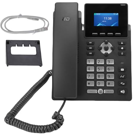 Vvikizy Telefono IP Aziendale VOIP Telefono Office da 2,4 Pollici Display a Colori Gigabit Ethernet SIP 2.0 Linee con Dente Blu 5.0 Cancellazione del Rumore per Startup per