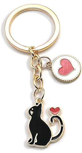 Zynara Schwarzer Katzen Schlüsselanhänger, Glücksbringer Schlüsselanhänger | Geschenk für Frauen, Katzen Mama Schlüsselanhänger, Personalisierte Geschenke für Geburtstag, Muttertag, Weihnachten