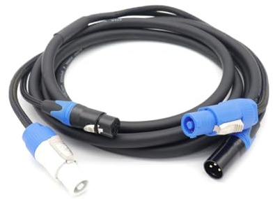 NONDK Quality DMX512 Powercon 3-Pin XLR Combo Cable 1m/5m Power Con Cable for Stage Lighting Led Screen 5m